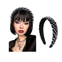 ZUYASEZ front view headband showing spikes and bold gothic style benefit: instant attitude