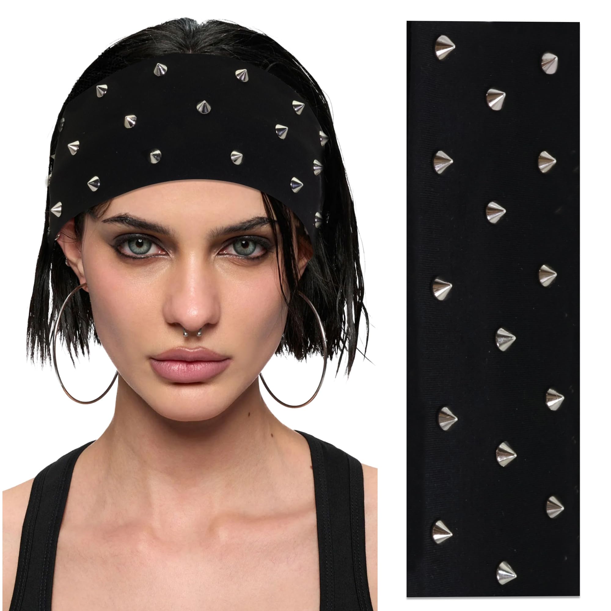 ZUYASEZ front view spiked headband showing bold punk style and instant edge