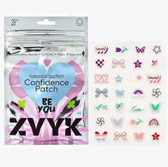 ZVYK front packaging showing 28 cute acne patch designs and benefits
