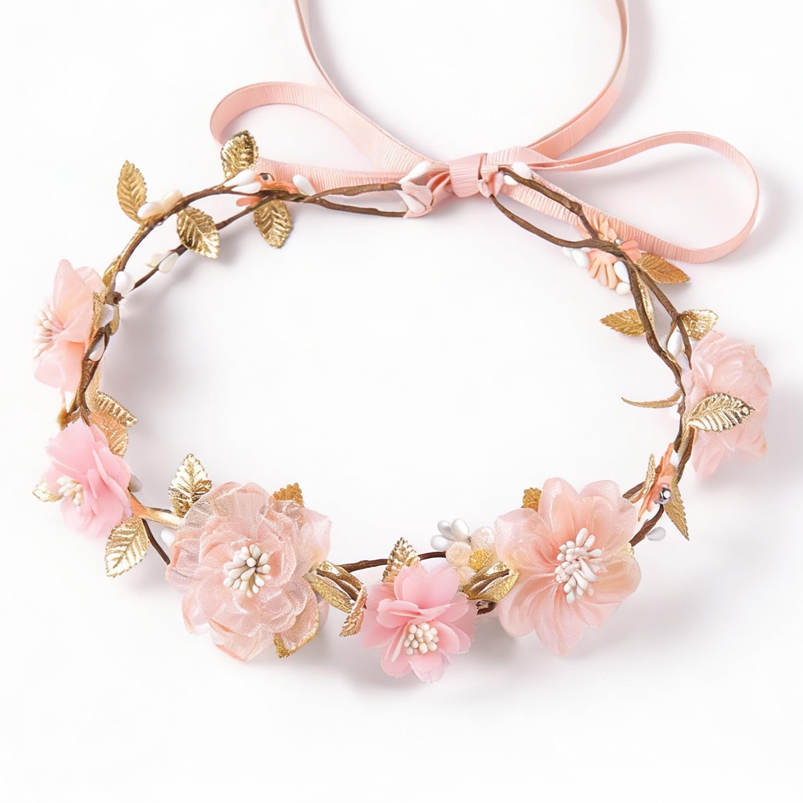 ZWLIYCHN front view of hot pink floral crown showing overall design and wearable benefit