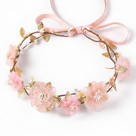 ZWLIYCHN front view of hot pink floral crown showing overall design and wearable benefit