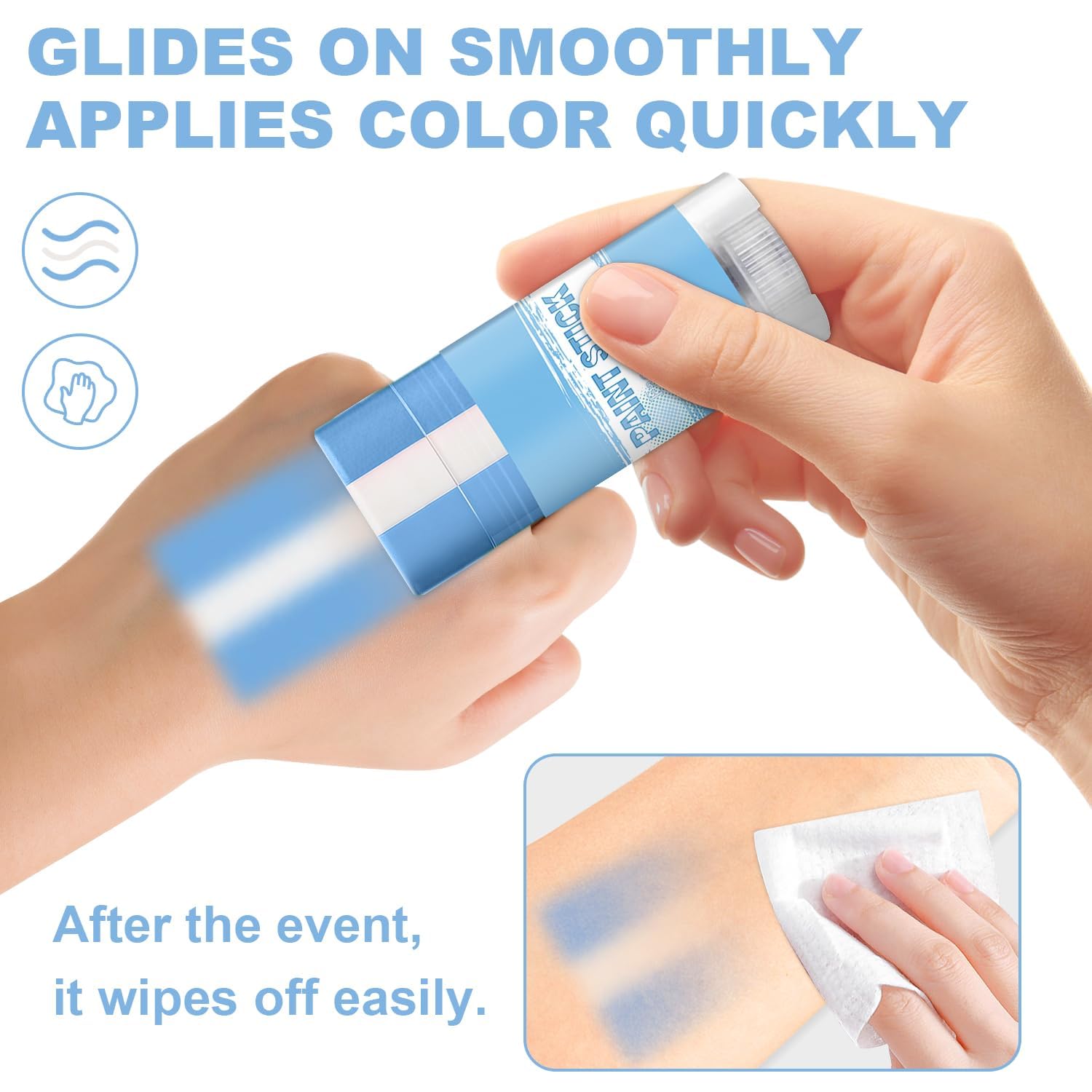 ZxjwT applied as cheek stripe at stadium showing sweat-resistant benefit