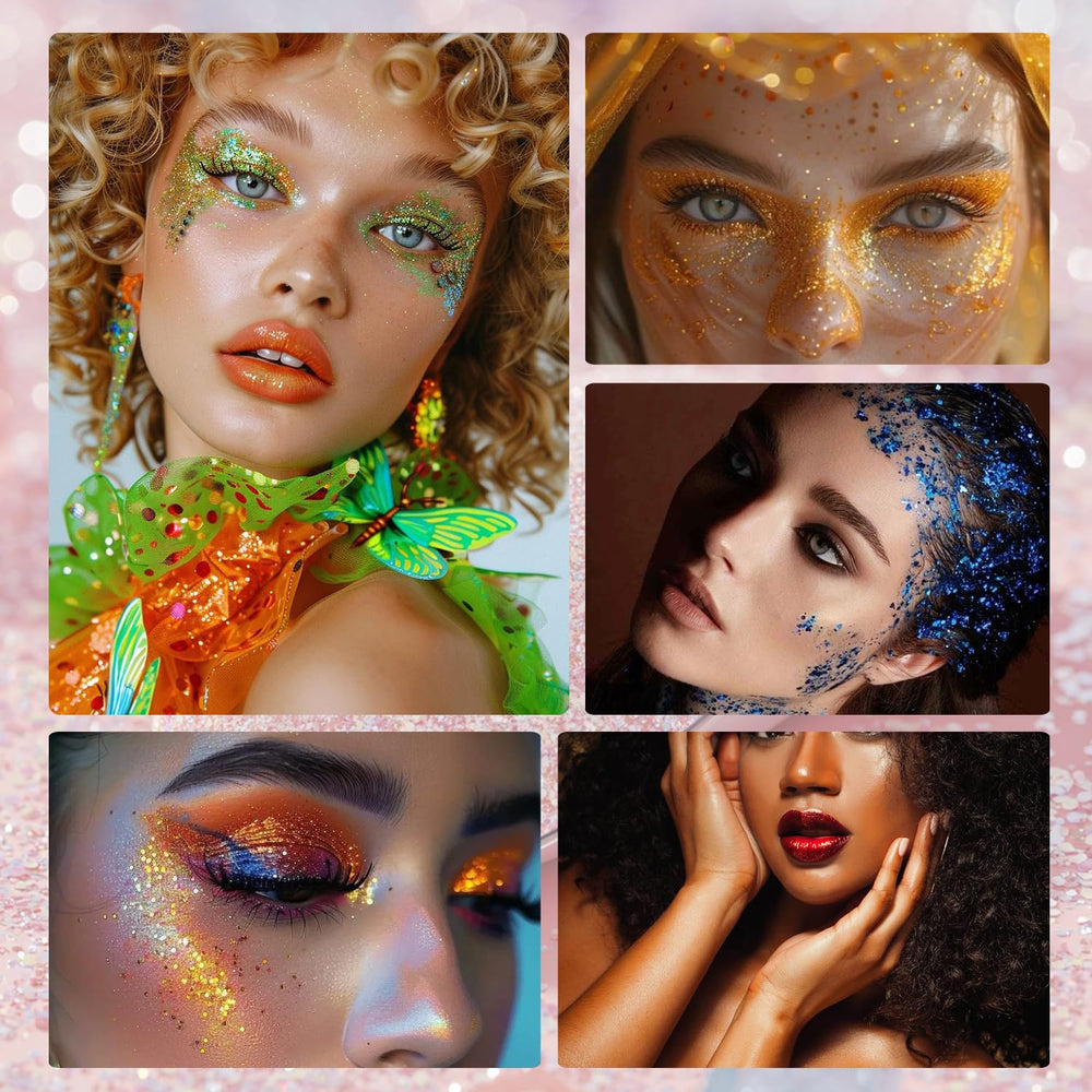 ZXZTSM applied on cheekbone creating festival-ready highlight and luminous effect