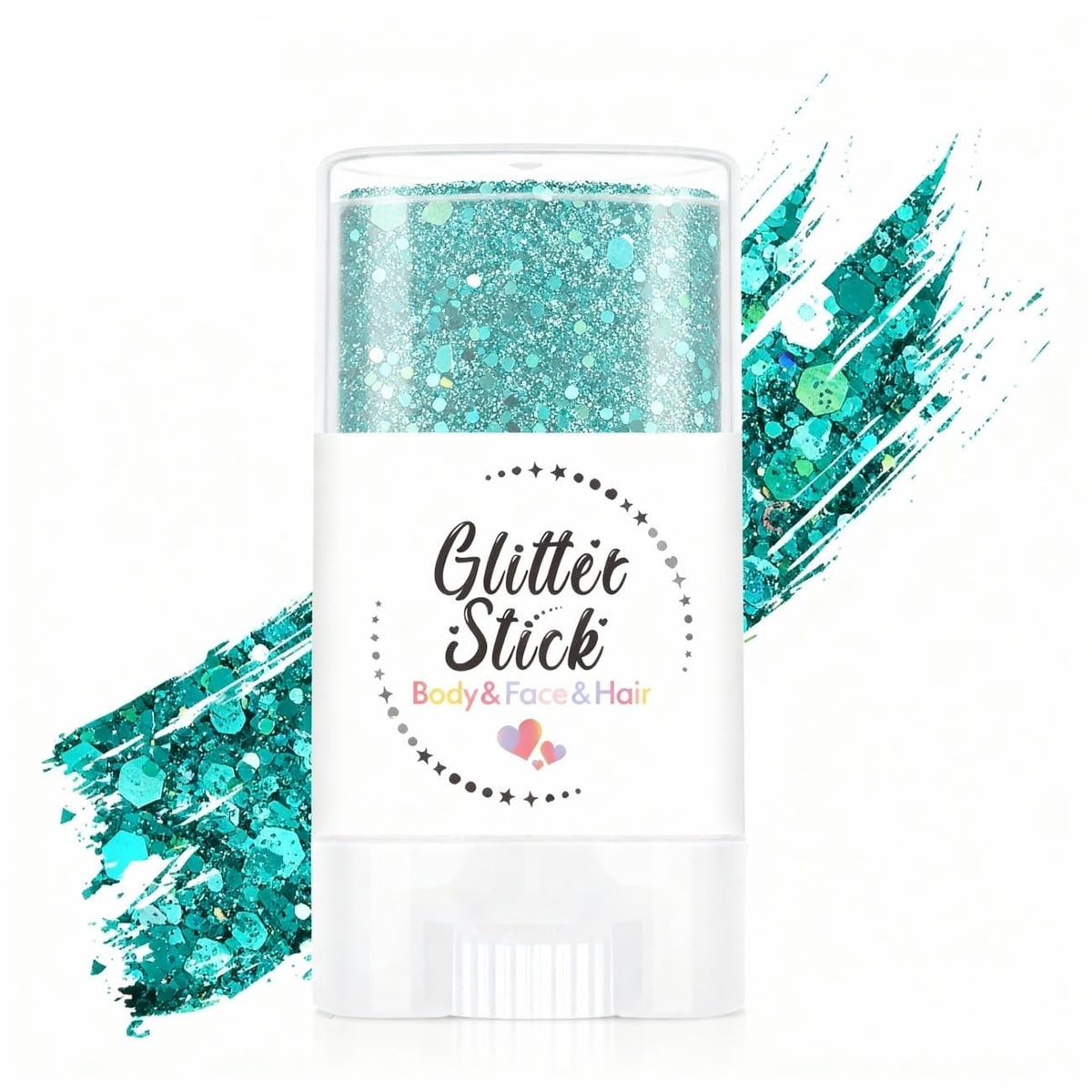 ZXZTSM green glitter stick front packaging showing neon color and compact design